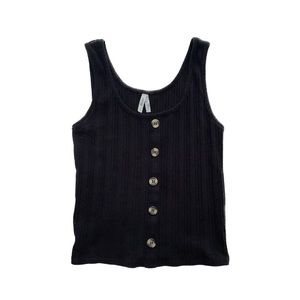 Mudd Black Textured Button Up Tank- S